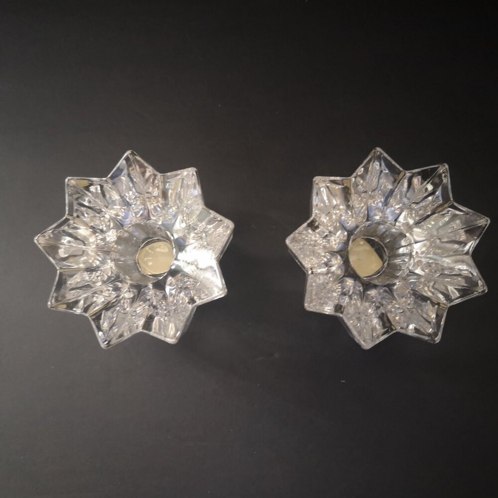 Mikasa Austria Comet Star Shaped 2 1/2" Crystal Taper Candle Holders Set of 2 - Picture 3 of 6